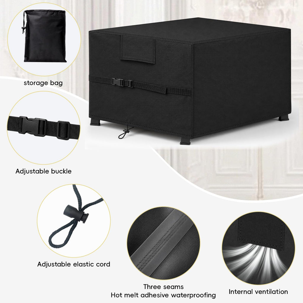 Fire Pit Cover Square 30", 600D Oxford, Waterproof, Black
