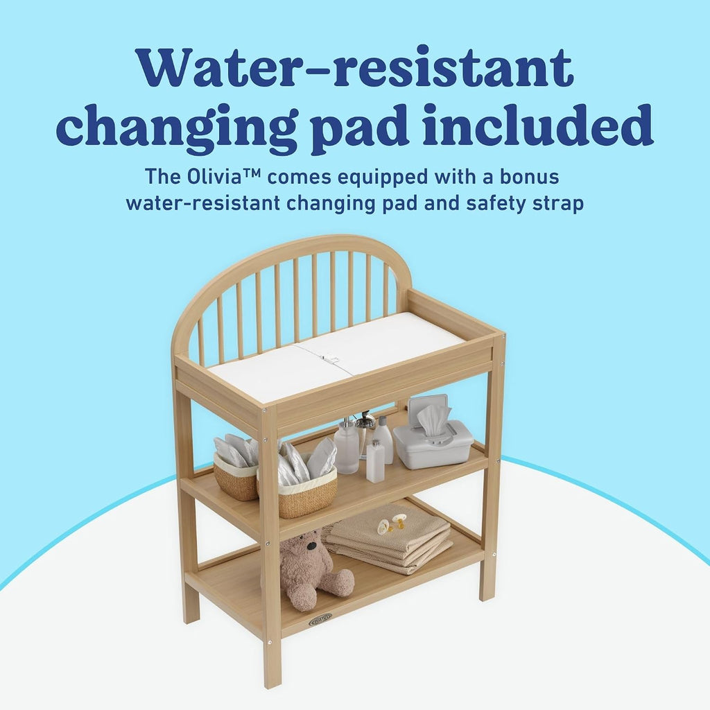 Changing Table with Water-Resistant Changing Pad, Driftwood | GREENGUARD Gold Certified Nursery Changing