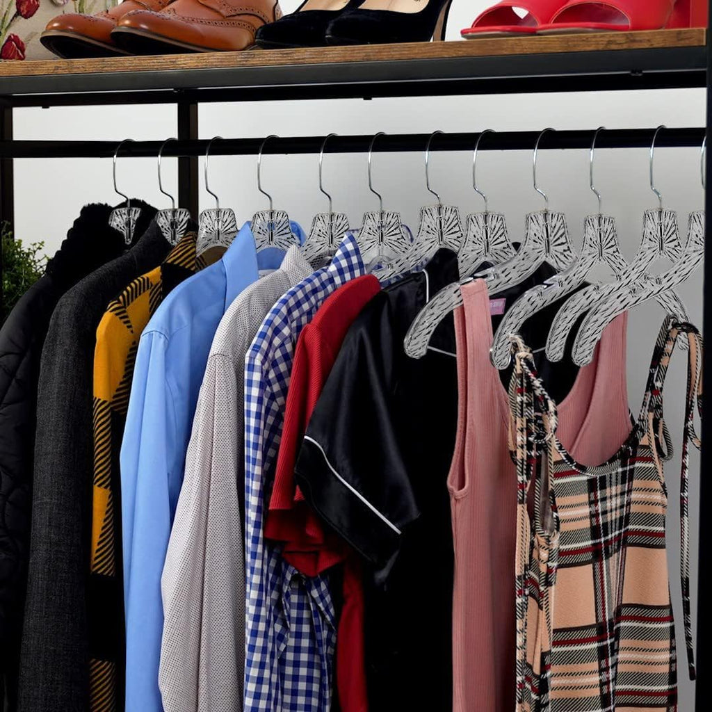 TM Clothes Hangers 50 Pack Space-Saving Crystal Clear Plastic Hangers