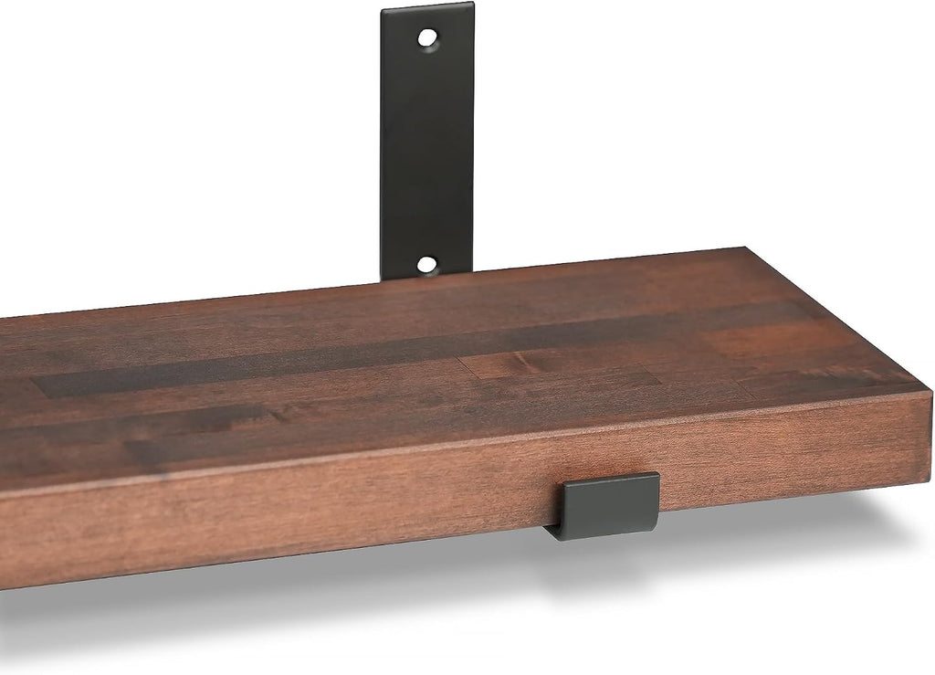 Floating Shelf for Wall Mounted Book Shelf Hanging Shelves Floating Bookshelf USA Grown Solid Hardwood, Dark Maple