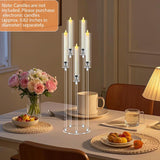 4Pcs 5 Arms Acrylic Candelabra Centerpieces for Tables Decortion,Clear Candle Holder,35 inches Tall Candlesticks