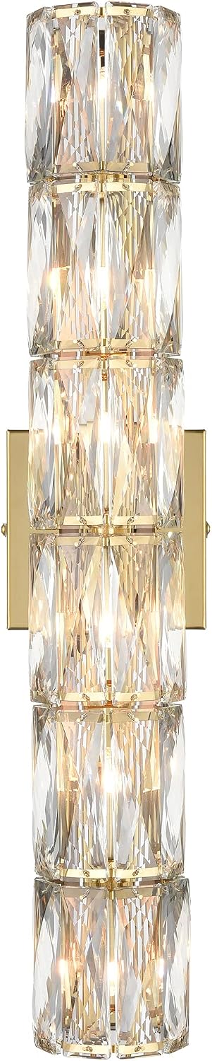 24-Inch Crystal Wall Sconce Gold Sconces Wall Lighting Mid-Century Modern 6-Light Luxury Brass Glass Wall Light