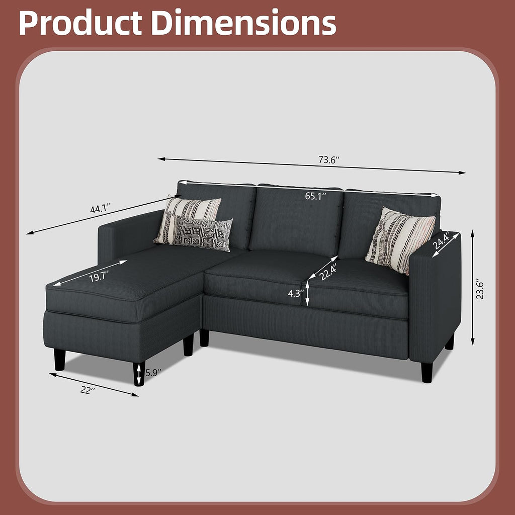 Sectional Sofa Couch Convertible L Shaped Sofas with Ottoman Small Sectional Couches for Living Room