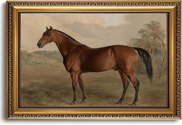Vintage Gold Framed Wall Art Farmhouse Horse Canvas Wall Art Rustic Classic Animal Picture Wall Decor Western Animal