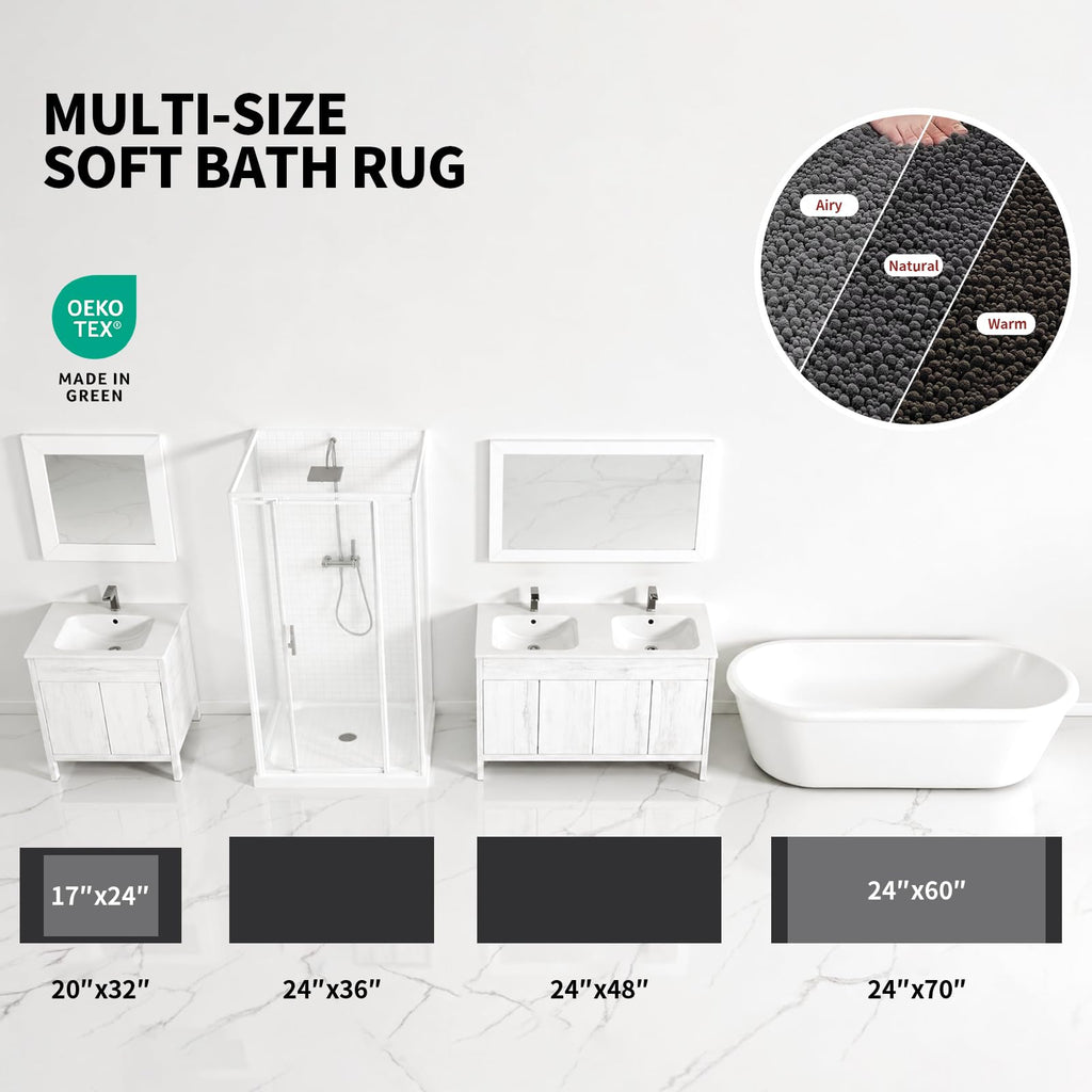 Bathroom Rugs 32x20, Extra Soft Absorbent Chenille Bath Rugs, Dark Grey