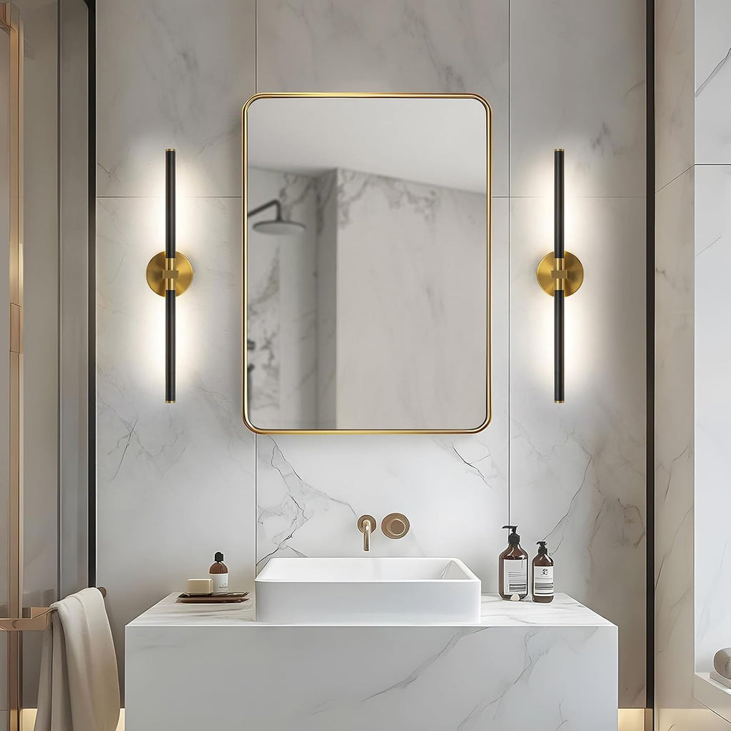 2026 Upgrade Vanity Lights, 24", Black and Gold Bathroom Light Fixture | 18W Brighter, 4000K, 360° Rotatable, CRI