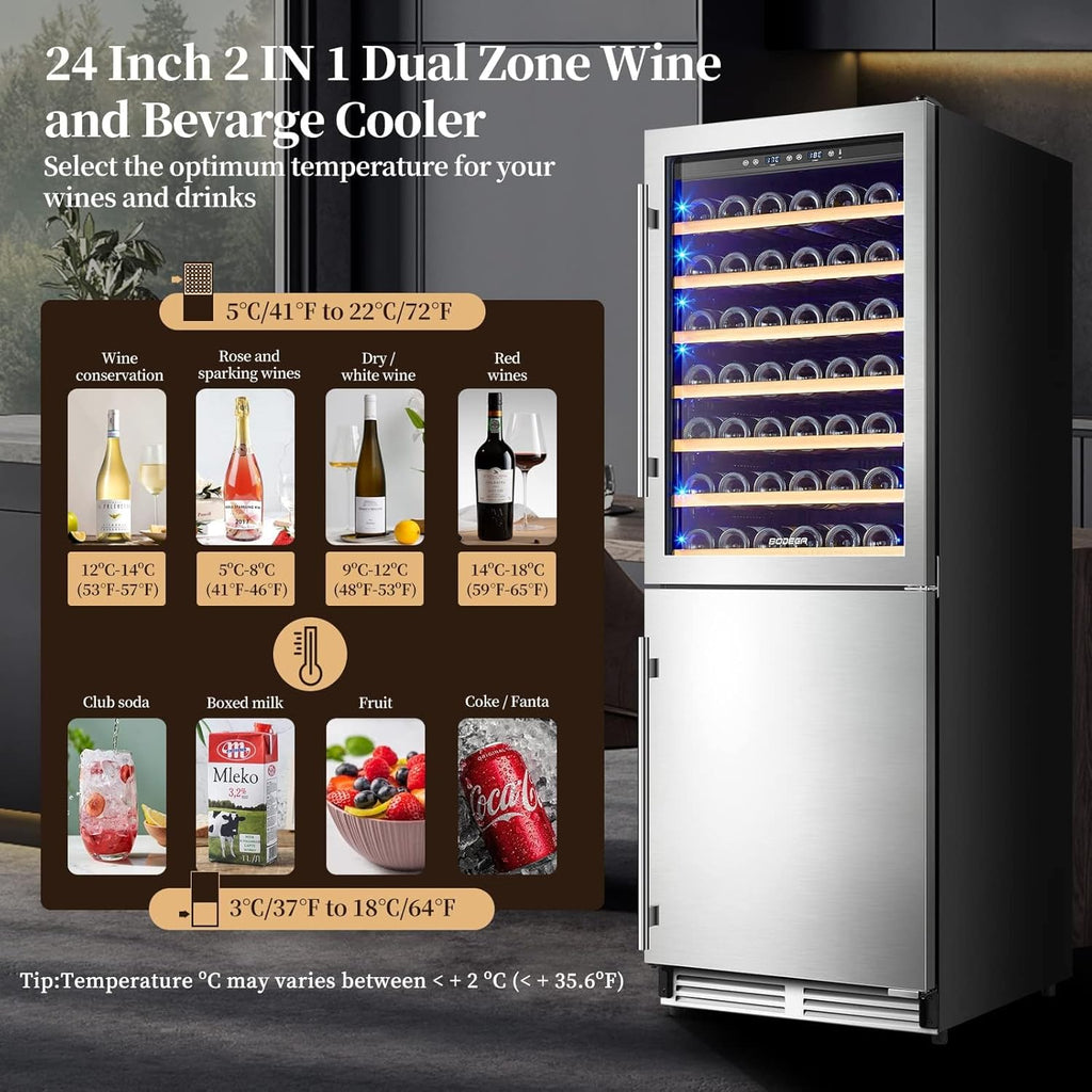 24 Inch Wine and Beverage Refrigerator Cooler