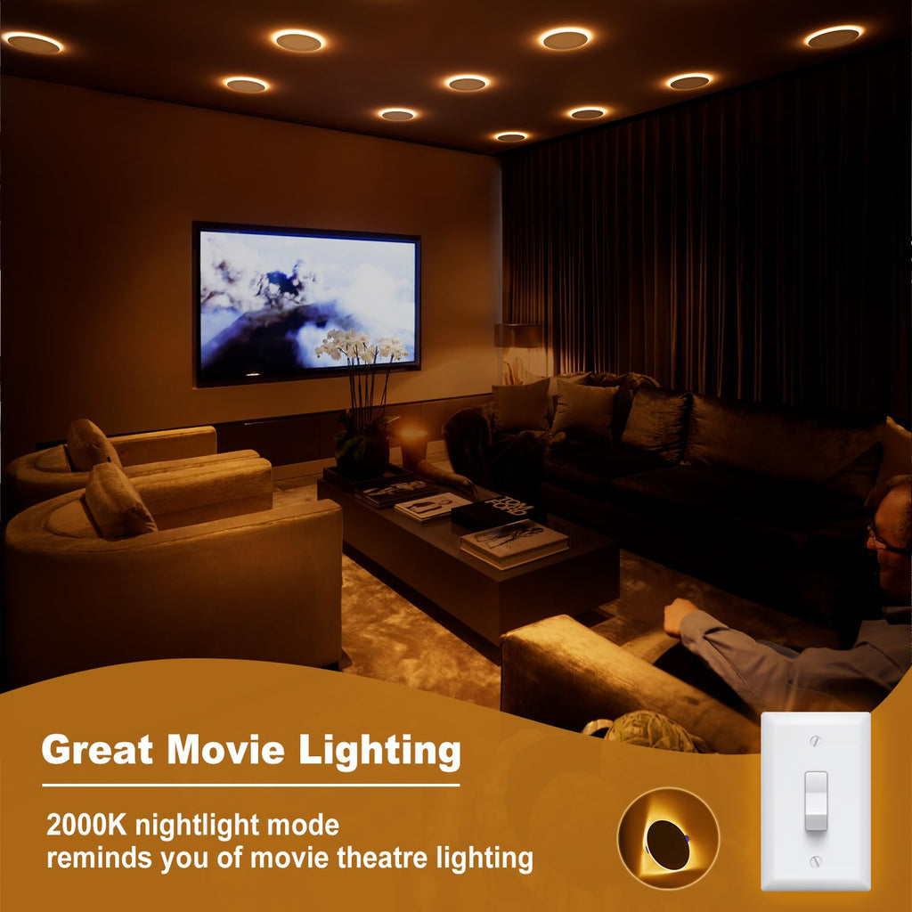 4 Pack 6 Inch 5CCT Recessed Light with Night Light