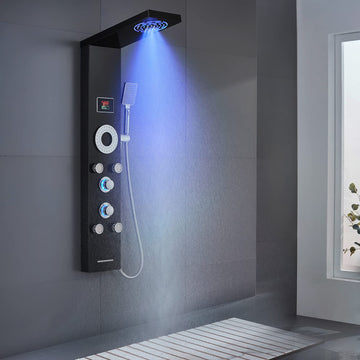 LED Shower Panel Tower System with 2 in 1 Rainfall Shower Head