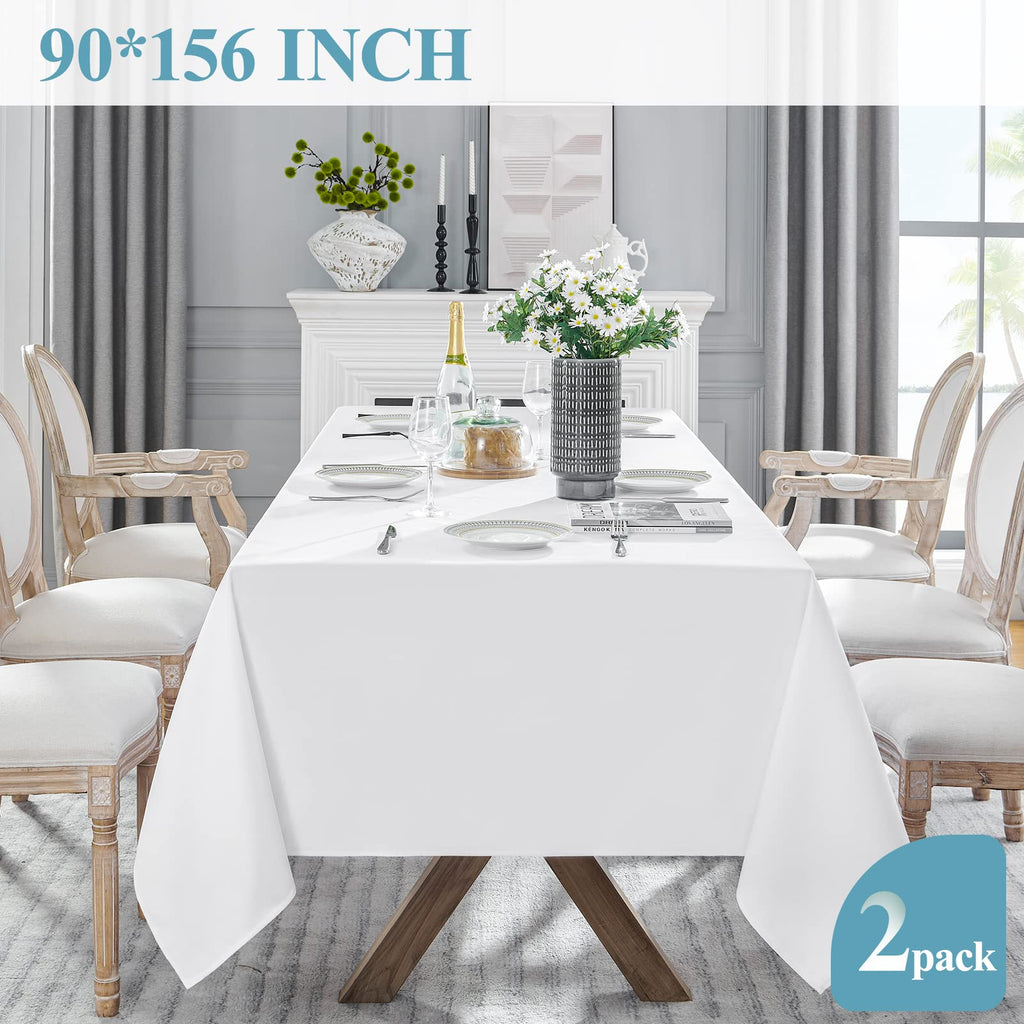 Classic Series 2 Pack 90 * 156inch White Rectangle Tablecloth