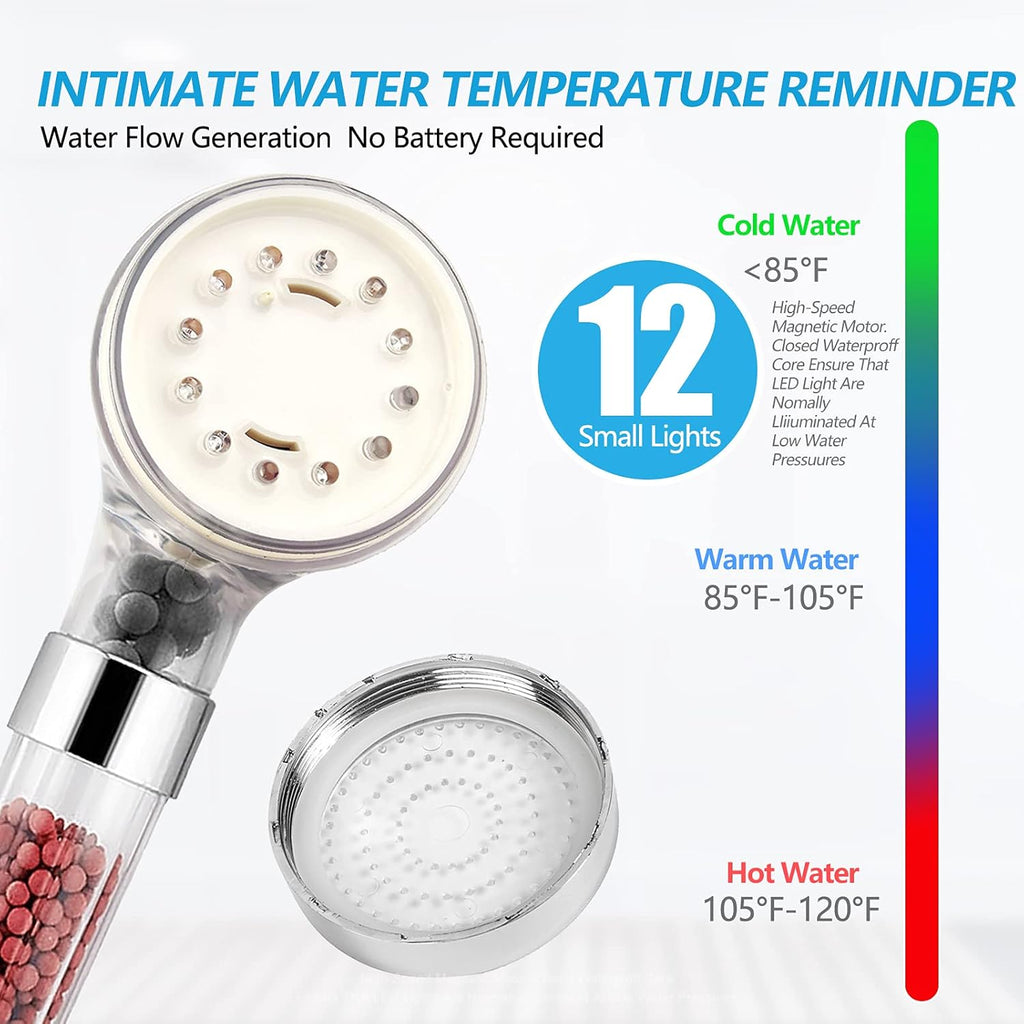 LED Shower Head with Handheld, High Pressure Shower Head with Hose, Holder & PTFE Tape etc