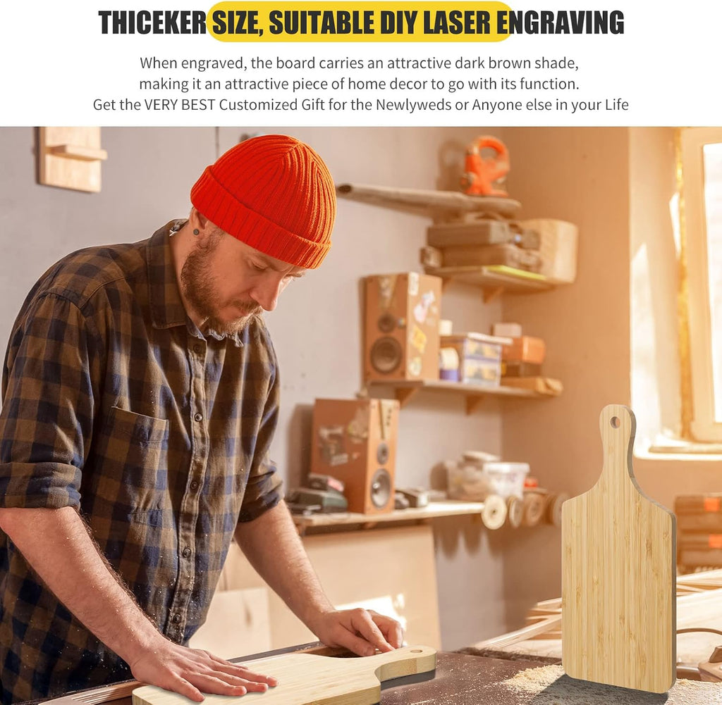 12 Pack Thicken Bamboo Cutting Board Bulk, 11x5 Inch Acacia Wood Chopping Crafts Customized Laser Engraving Serving