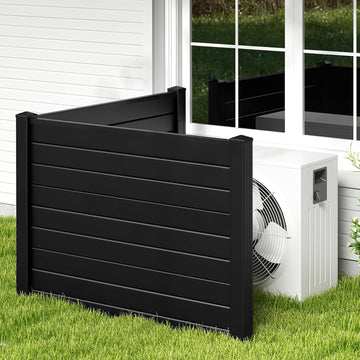Air Conditioner Fence 2 Panels - 48''W x 36''H Outdoor Privacy Screen Trash Can Enclosure with 3 Stakes, PP Vinyl