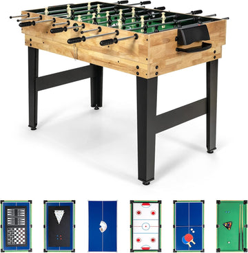 10-in-1 Combination Multi Game Table Set, Adult Size Combo Game Table W/Foosball, Table Tennis, Pool, Air Hockey