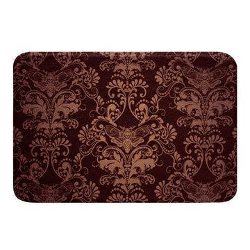 Adults Damask Gothic Rug Antique Victorian Bathroom Rugs 20"x32", Vintage Floral Goth Shower Mat Moth Bath Rug Non