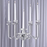 27-Inch Clear 4 Arm Crystal Glass Candelabra Candle Holder - Wedding Party Events Reception Home Decorations Supplies