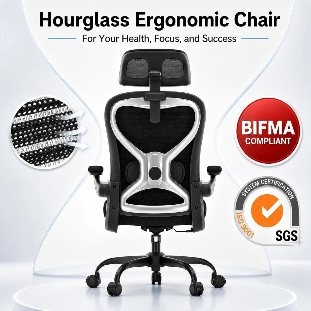 Home Office Desk Chairs, Ergonomic with Lumbar Support & 3D Headrest, Computer Desk Chair with Flip-up Armrests