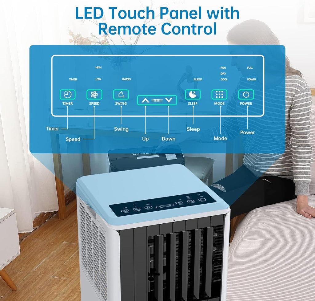 8,000 BTU Portable Air Conditioner - 3-in-1 AC Unit with Cooling, Dehumidifier & Fan for Rooms Up to 350 sq.ft.