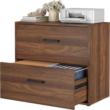 Lateral File Cabinet, 2 Drawer Filing Cabinet, Wood File Cabinets , Wide Filing Storage Cabinet for Letters for