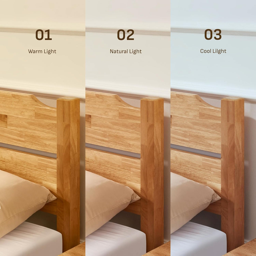 Queen Solid Wood Bed Frame with Headboard, 1100 Lbs Heavy Duty Rubberwood Platform Bed, 15-Min Tool-Free