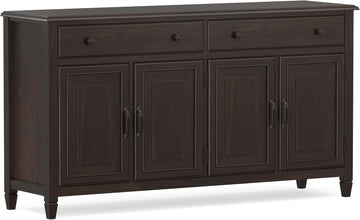 Connaught Buffet - 67 inch Wide Solid Wood 4 Door Sideboard Cabinet in Dark Chestnut Brown