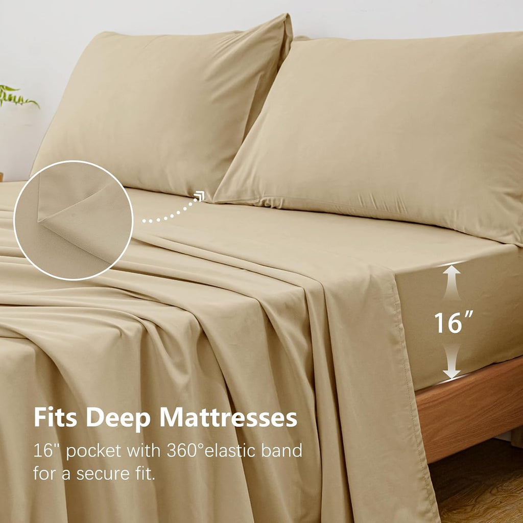 Cal King 4 Piece Sheet Set - Breathable & Cooling Sheets
