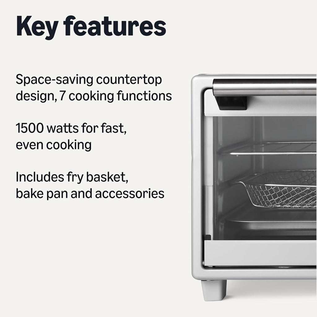 6-Slice 23-QT Toaster Oven with Built-In Air Fryer, 7-In-1 Cooking Options, 60-Min Timer & Adjustable Temperature