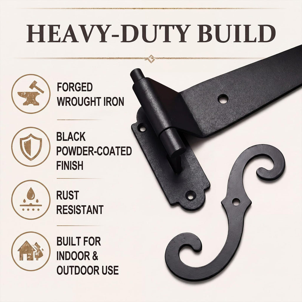 8 Pcs Steel Blind Shutter Hinges Black Pintle Strap Hinge Set