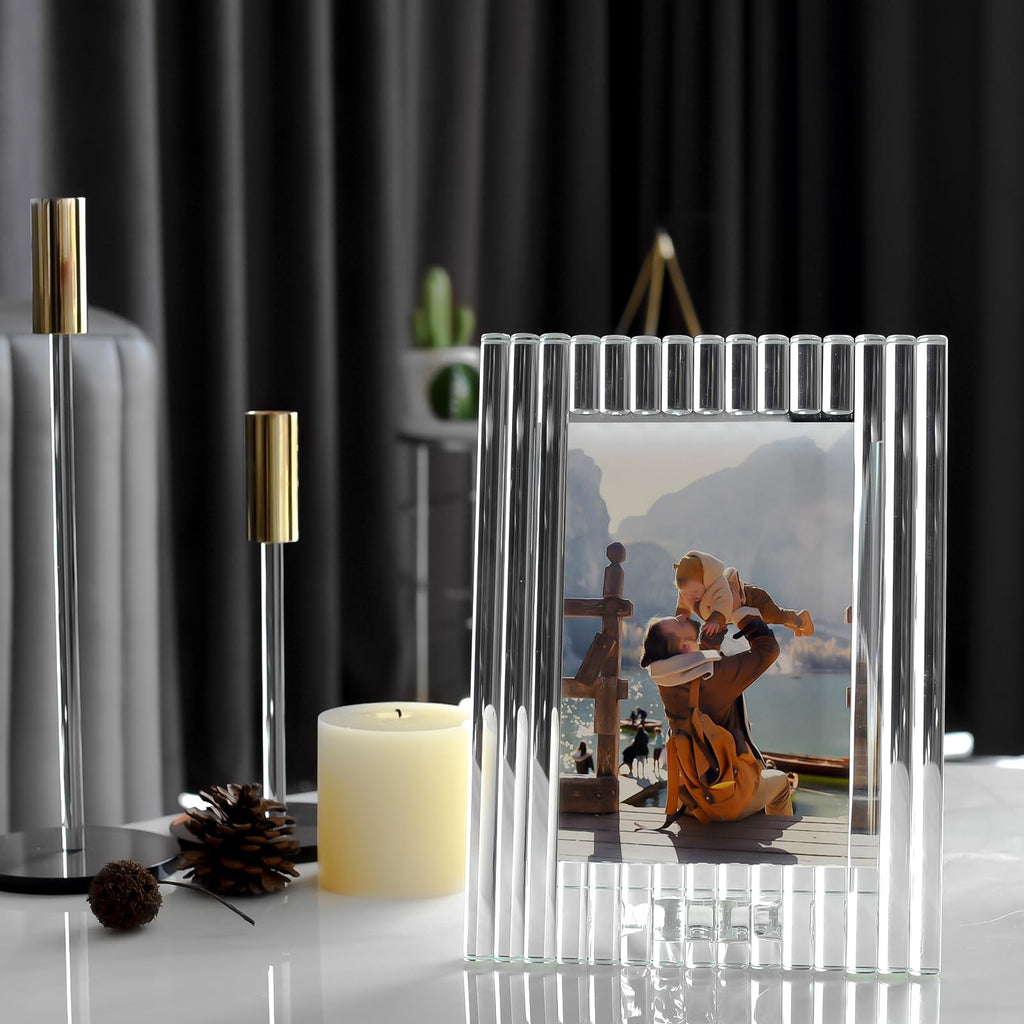 Crystal 5x7 Frame, Luxury Diamond Crystal Craft, Standing Photo Frame (Frame Size 7.48" x 9.84")