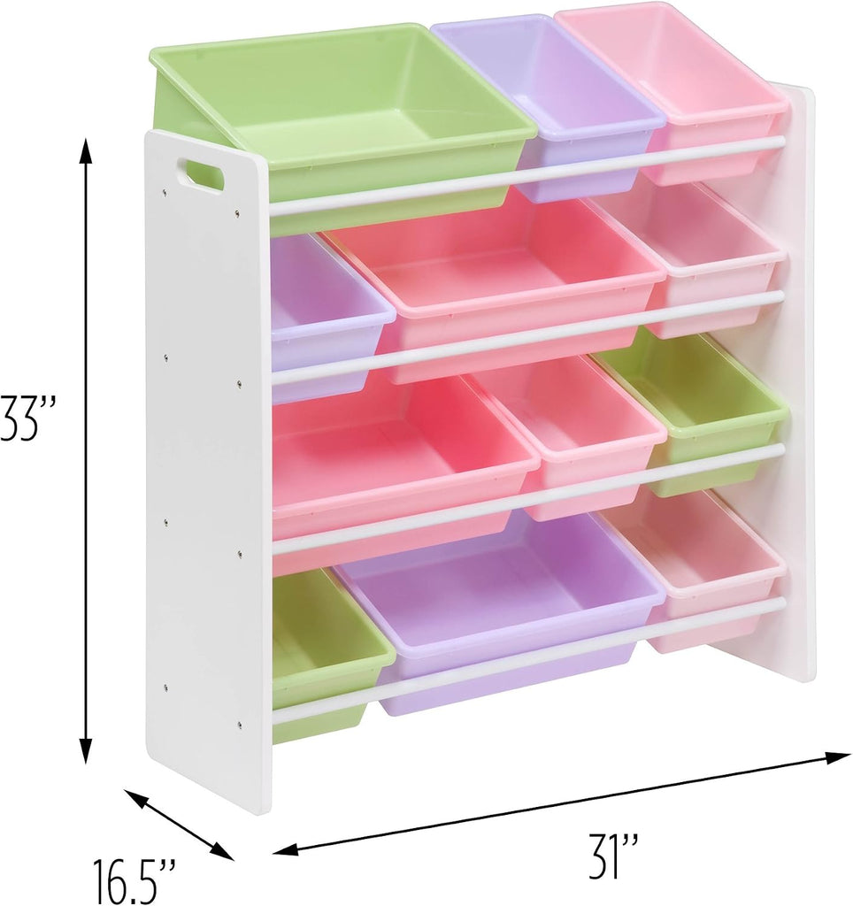Kids Toy Storage Organizer With Bins, Pastel