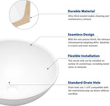Sarlai Vessel Sink Round - 16"x16" Modern Round Bowl Above Counter White Porcelain Ceramic Bathroom Vessel Vanity Sink