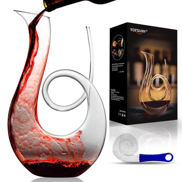 Wine Decanter Upgraded Swan wine Decanters 1.7L Hand-Blown Crystal Carafe-Enhances Red Wine Flavor, Lead-Free &