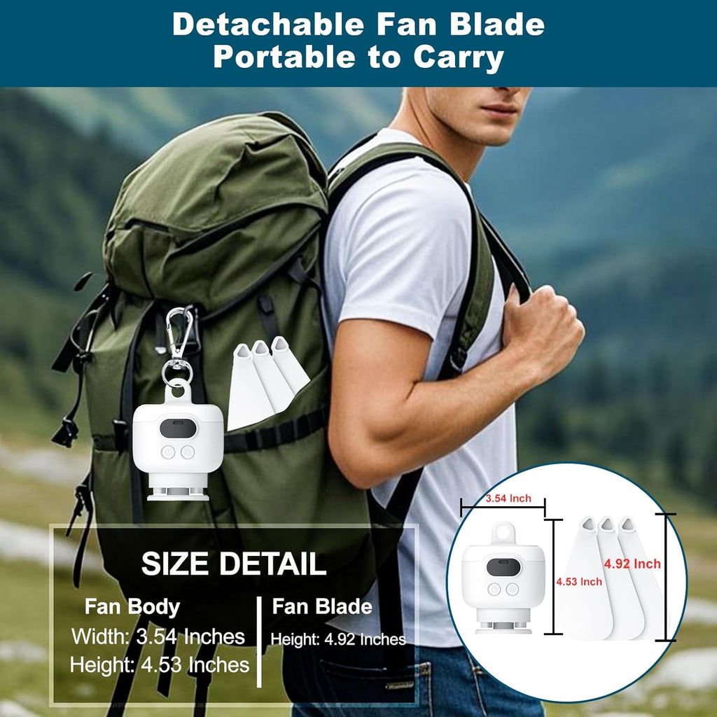 Portable Camping Fan,Tent Ceiling Fan,Rechargeable 8000mAh with Light & Hook,Timable & Auto Shut Off,Detachable Fan Blade, Used for Tent Canopy RV Gazebo Beach Dormitory Bedroom