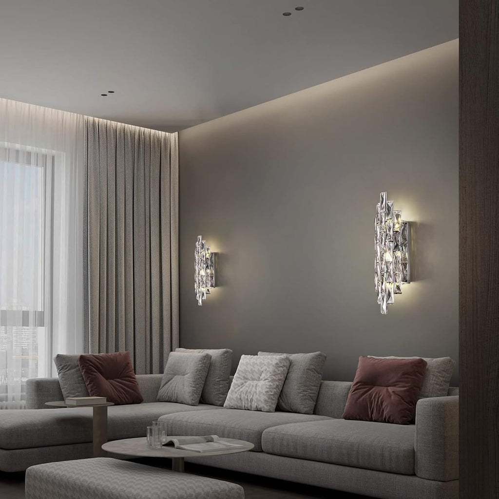 Modern Crystal Chrome Wall Sconces, Wall Light Fixtures, Indoor Wall Lamp, Vanity Wall Mount Lamps for Living Room