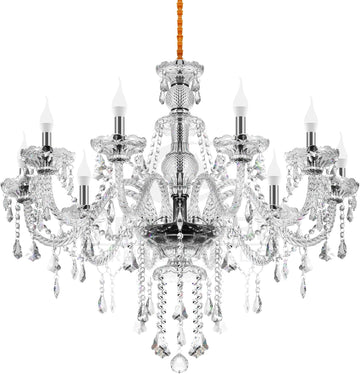 10 Lights Crystal Chandelier Luxurious K9 Crystal Ceiling Candle Pendant Lamp for Dining Living Room Bedroom Hallway Entry, Transparent