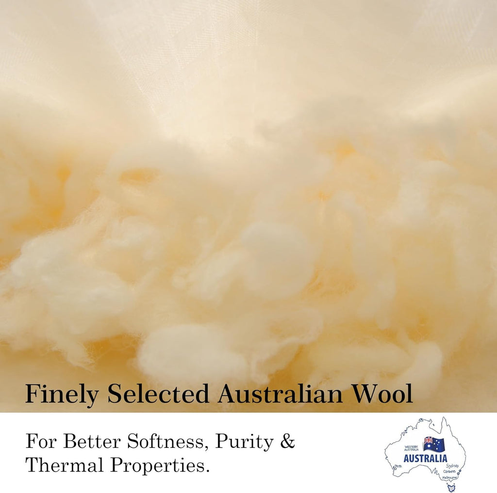 Wool Comforter Duvet Insert, 100% Australian Wool Filling with Soft Noiseless Cotton Shell