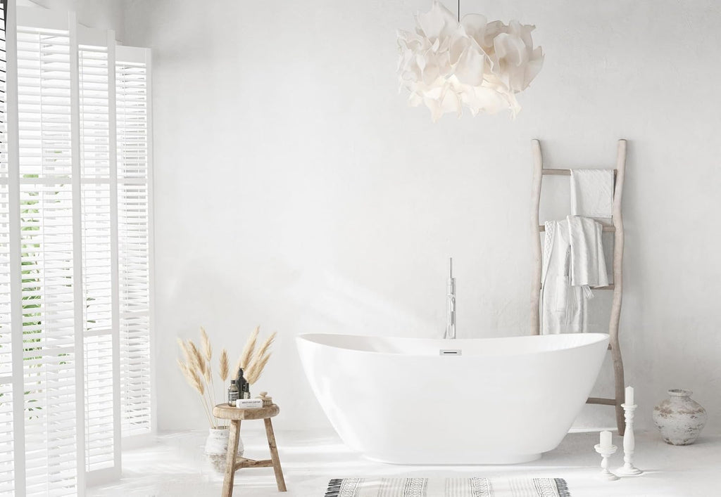 Elodie 67 Inch Soaking Bathtub, Modern Style, Glossy White