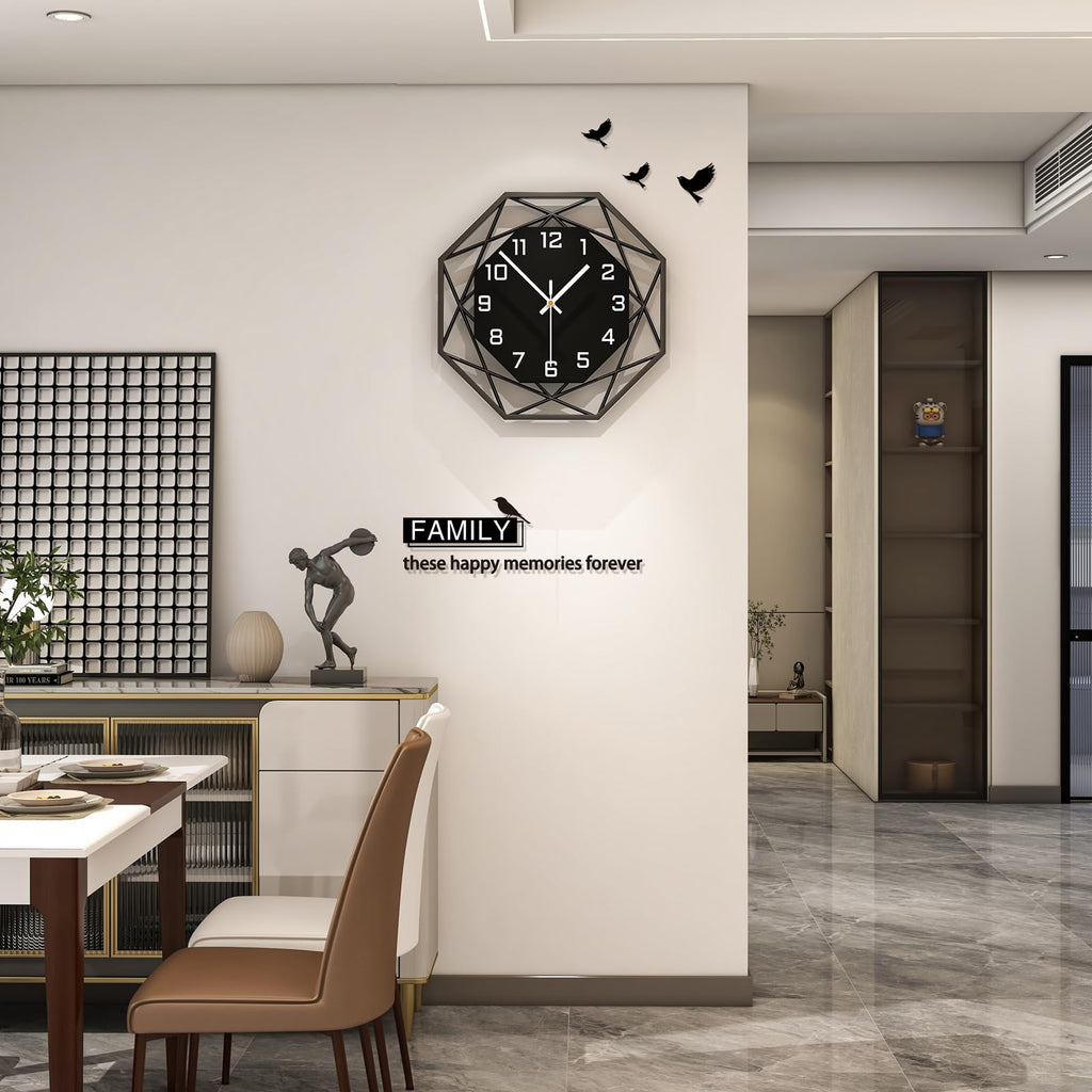 Modern Wall Clocks Decor 12in Black Analog Clock
