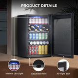 4.5 Cu.ft Beverage Refrigerator and Cooler,145 Can Mini Fridge Glass Door with D