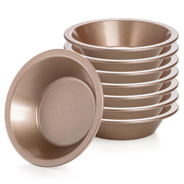 8 Pack Mini Pie Pan Set, 5 Inch Reusable Nonstick Individual Dish Pies Plate Carbon Steel Pie Tins Small Round Metal