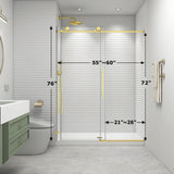 55"- 60" W x 76" H Soft Closing Sliding Frameless Shower Doors, Water Repellent Shower Door