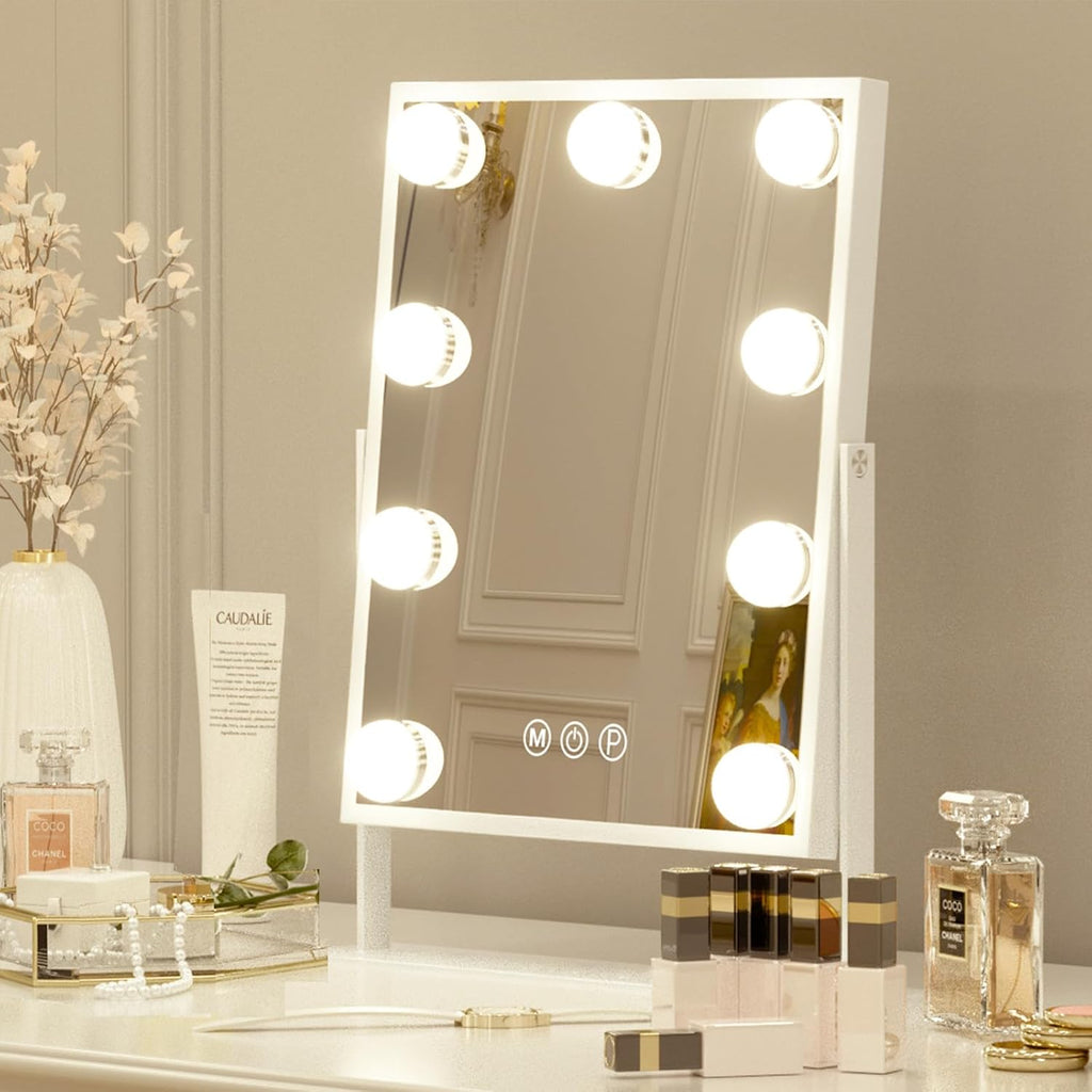Vanity Mirror with Light Lighted Makeup Mirror Vanity Smart Touch Control 3Colors Dimmable Detachable 10X Magnification