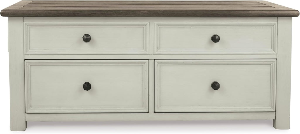 Bolanburg Lift-Top Coffee Table with Storage Two-Tone Rustic Farmhouse Cocktail Table - Brown/White