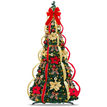 6 FT Prelit Pop Up 200 Warm White LED Lights Xmas Decor