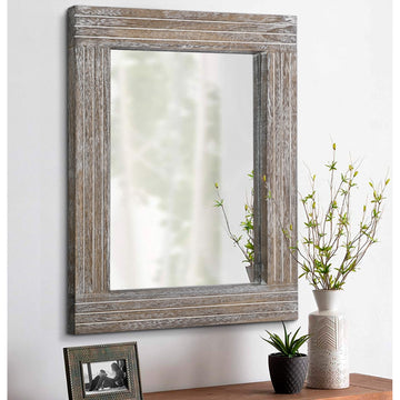 Mirrors for Wall Rustic Wooden Frame Rectangle Mirror Vintage Hanging Mirror Bathroom Living Room Farmhouse Wall