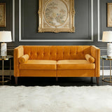 78'' W Velvet Sofa, Mid-Century Love Seats Sofa Furniture with Bolster Pillows