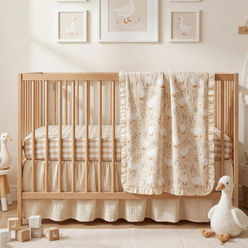Goose Crib Bedding Set of3 with Sheet Quilt Bed Skirt