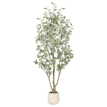 6FT Faux Eucalyptus Tree with White Exquisite Planter
