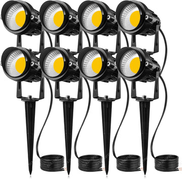 12V Low Voltage LED Landscape Lights Outdoor with Spike Stand 8Pack | 12-24V 3000K Waterproof 900LM Yard Pathway
