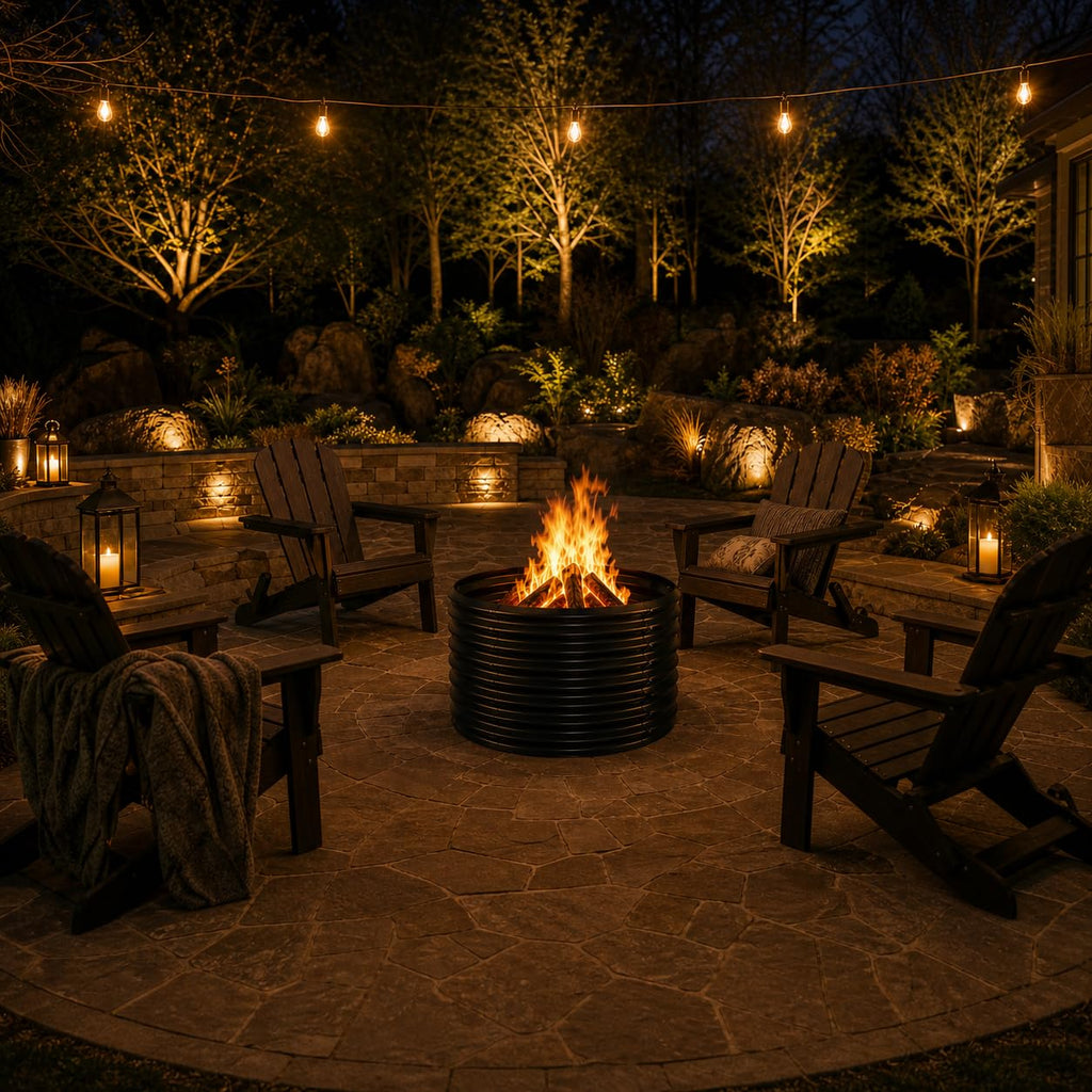36 inch Fire Pit Ring, Galvanized Fire Ring 2ft high, Wood Burning Fire Pits Ring, Outdoor Fireplace Height 24 Inch